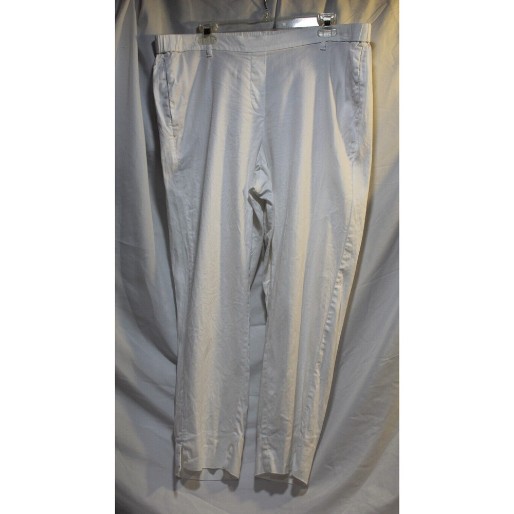 J Jill Linen Stretch Women's XL Tall White Straight Leg Ankle Pants Faux Fly